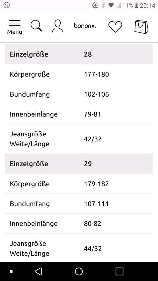 Herrenhose U-Gr. 29, entspricht ca Gr. 56 kurz in Bernburg (Saale)