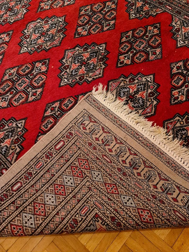 Teppich Handgeknüpft Perser  Schurwolle Orient Rot Beige in Obertraubling
