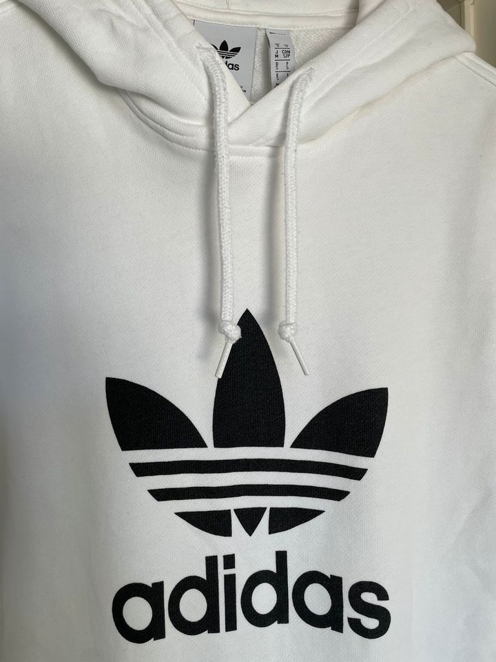 Weißes Adidas Kapuzen Sweatshirt in Mannheim