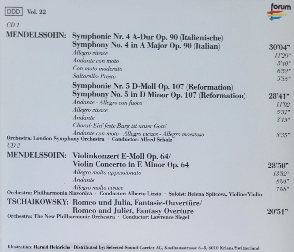 Mendelssohn Symphonie 4+5, Violinkonzert, Romeo und Julia 2CDs in Dreieich