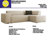 Sofa Couch Wohnlandschaft L Form Design, Eckcouch Samt beige Nordrhein-Westfalen - Mettingen Vorschau