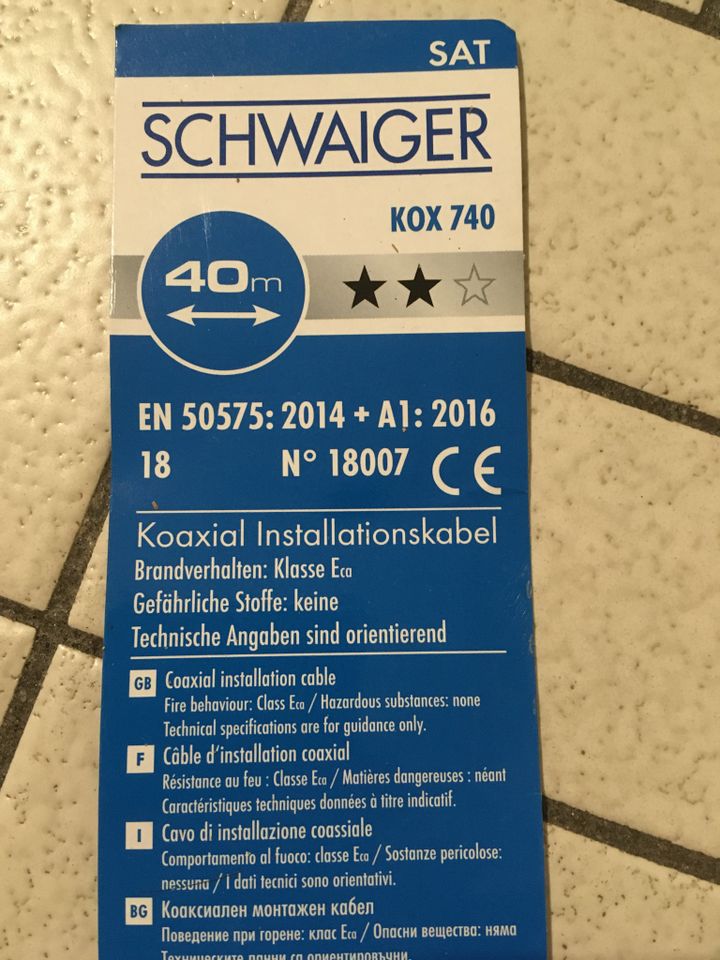 Schwaiger SAT Koaxialkabel (90 dB) - ca. 32 Meter in Grünendeich Niederelbe