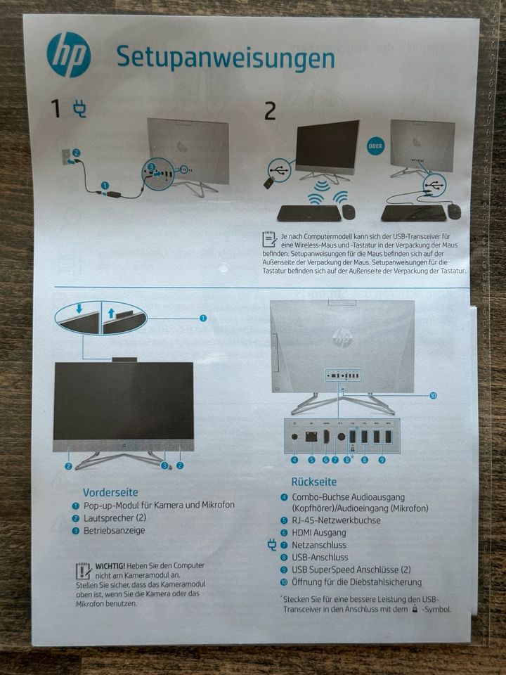 HP All-in-One PC 23,8 Zoll/ 8 GB RAM, 512 GB SSD in Rechtsupweg