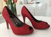 High Heels Stiletto Pumps Peeptoe rot Glitzer Größe 39 11cm Köln - Meschenich Vorschau