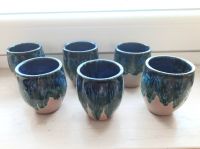 6 Keramikbecher Trinkbecher Handarbeit Blau glasiert Nordrhein-Westfalen - Hürth Vorschau