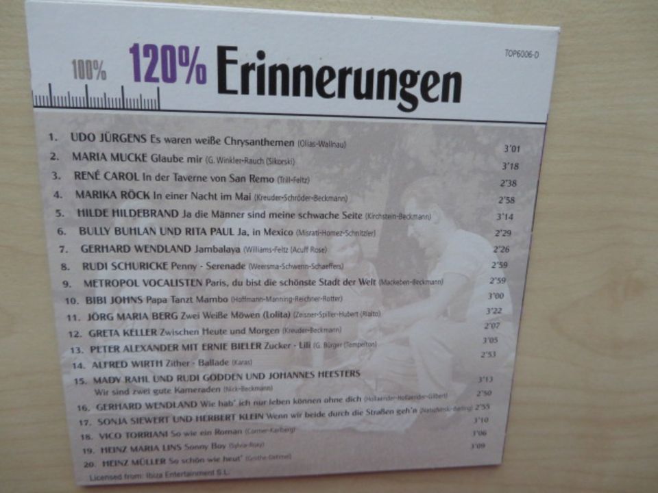 6 CD 120% ERINNERUNGEN - ABER SCHÖN WAR ES DOCH (SCHLAGER) in Hauzenberg