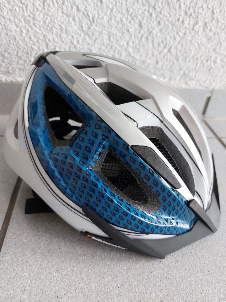 Bikemate Fahrradhelm Erwachsene 54-60 cm blau/weiß/silber in Saarlouis