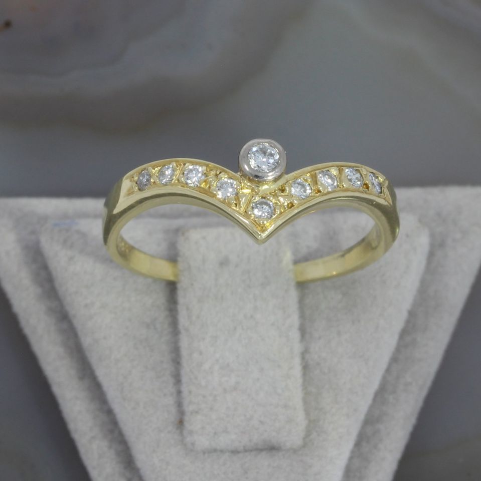 WERT 850 € BRILLANT RING (ca.0,23ct) 585/14 K GELBGOLD vxlt 83663 in Essen