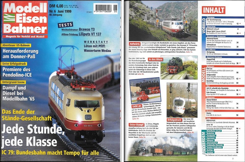 ZEITSCHRIFT „MODELL-EISENBAHNER“- 18 EINZELHEFTE aus 1998 + 1999 in Essen