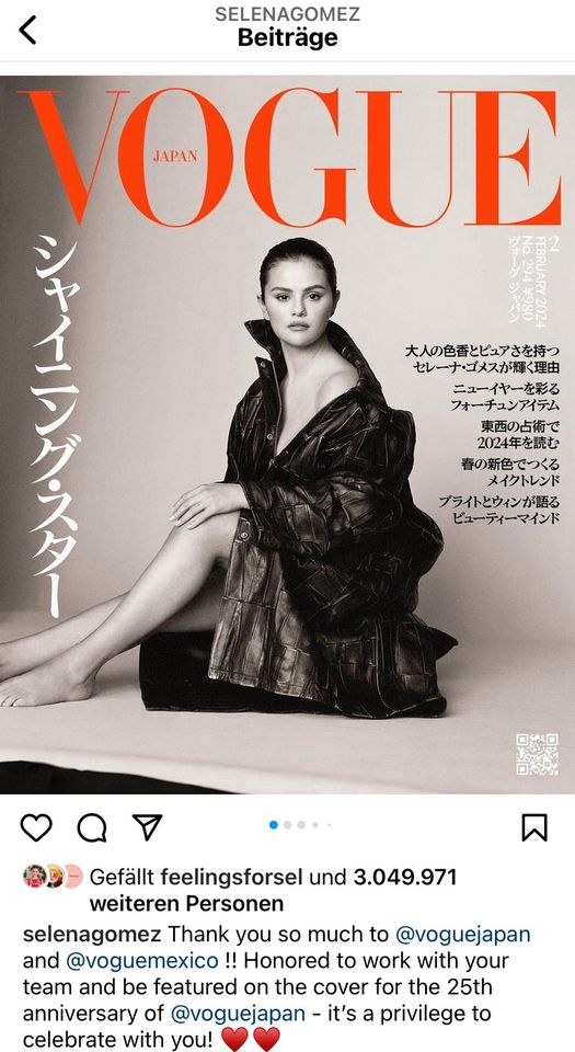 Selena Gomez Vogue Japan Magazine 25th Anniversary in Neumünster