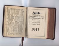 AEG Geschichte 1941 Kalender - Taschenkalenderbuch mit Bleistift Nürnberg (Mittelfr) - Nordstadt Vorschau