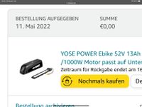 YOSE Ebike Akku 52V 13ah  Mai 22 gekauft top zustand Nordrhein-Westfalen - Halver Vorschau