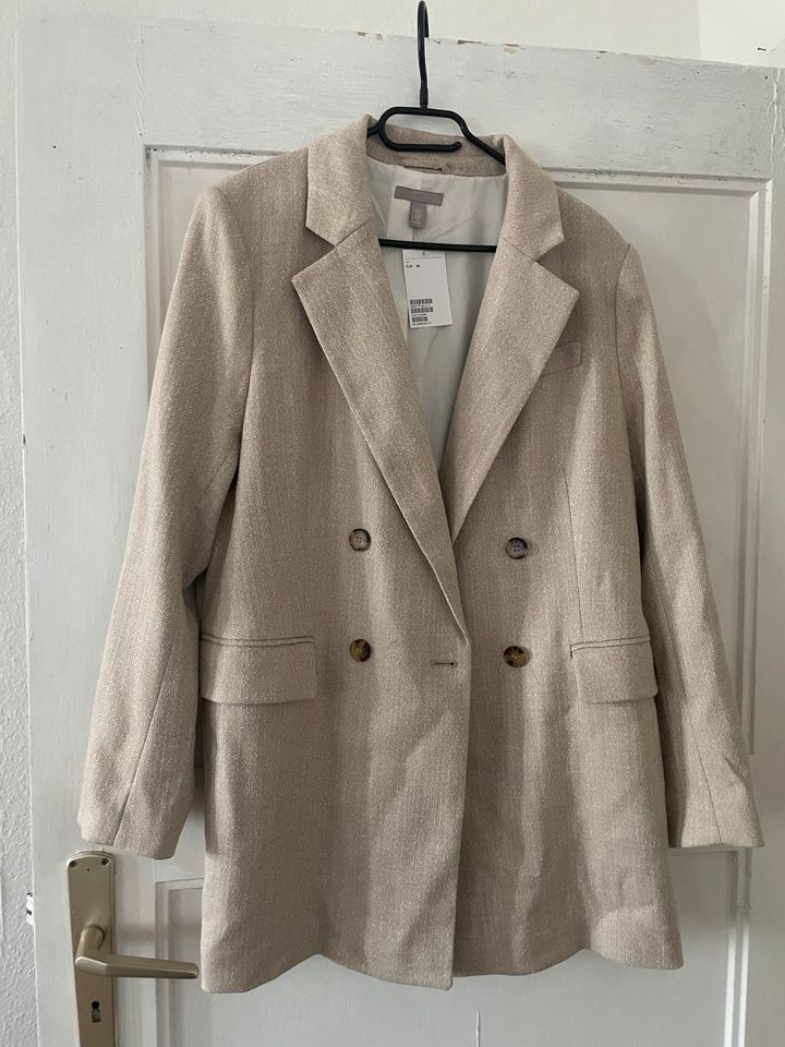 Jacke Blazer Leinenoptik Neu H&M premium Qualität Sommer Übergang in Berlin