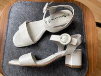 TAMARIS - weiße Sandalette - Echtleder - Größe 40 - Blockabsatz Herzogtum Lauenburg - Geesthacht Vorschau