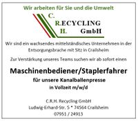 Maschinenbediener/in (Staplerfahrer) (m/w/d) in Vollzeit gesucht Baden-Württemberg - Crailsheim Vorschau