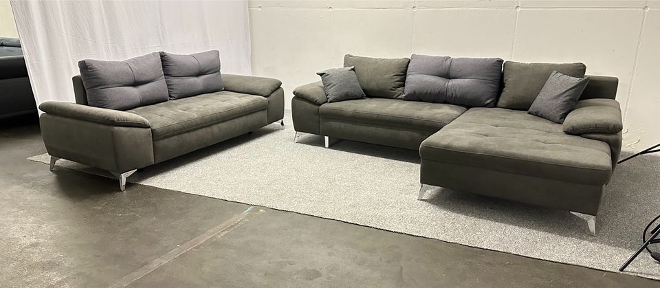 NEU! Ecksofa + 2,5 Sitzer Garnitur Latigo Schlamm in Löhne