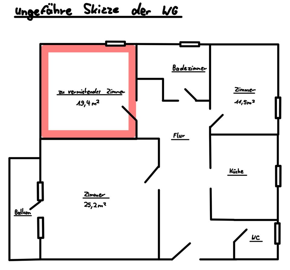 Großes 19qm WG-Zimmer in ruhiger Lage in Ansbach