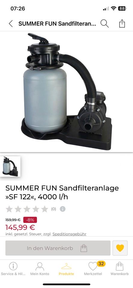 SUMMER FUN Sandfilteranlage »SF 122«, 4000 l/h in Niedereschach