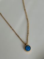 Halskette mit Blue Opal Stein, vergoldet Berlin - Mitte Vorschau