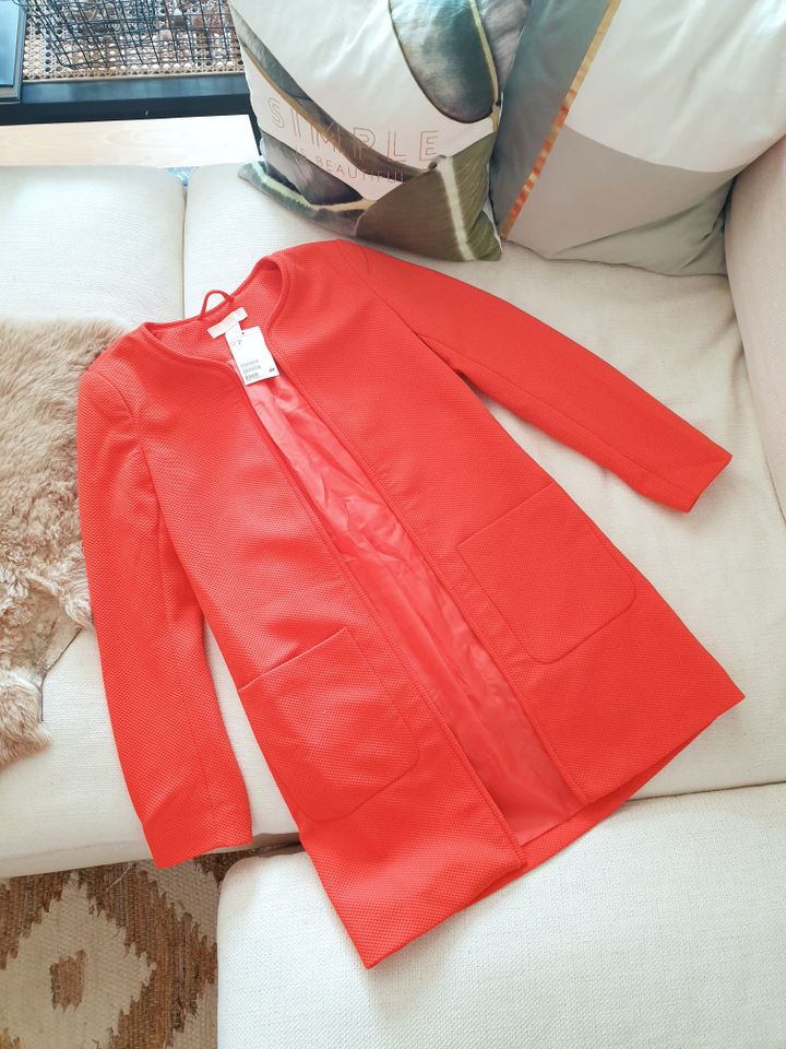 H&M Kurzmantel Mantel Blazer Koralle rot orange XS 34 36 50er neu in Mönchengladbach