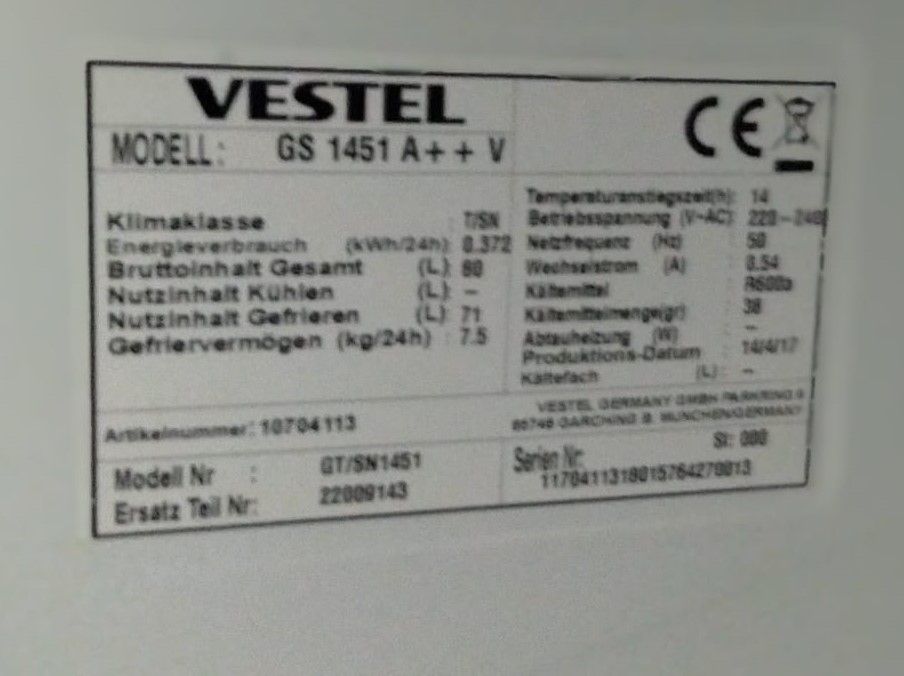 Vestel GS1451 A++ in Bad Schönborn