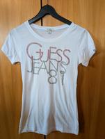 Weißes Guess T-Shirt Gr. M  mit rosa grauem Glitzerschriftzug München - Laim Vorschau