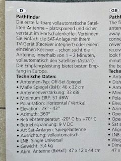 SAT Anlage Pathfinder von Berger Astra 1 (19,2 Grad Ost) in Aystetten