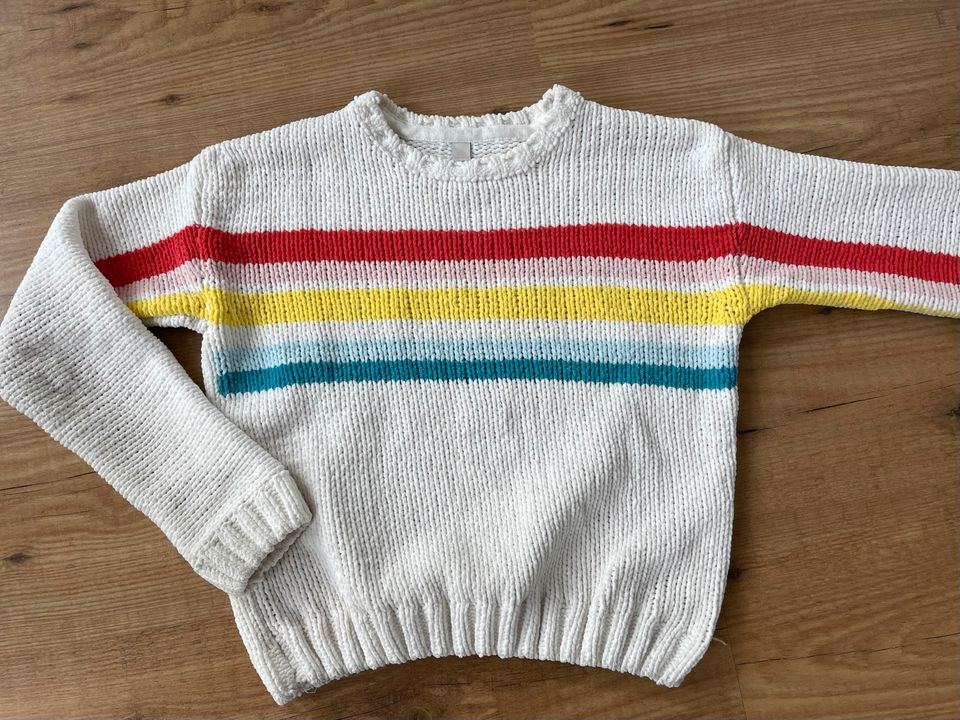 Esprit Pulli Pullover Strickpulli weiß Streifen gestreift 128 134 in Essen