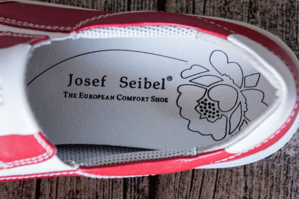 Sneaker, Halbschuhe ❖ rot, weiß, Leder ❖ Gr. 37 ❖ Josef Seibel in Berlin