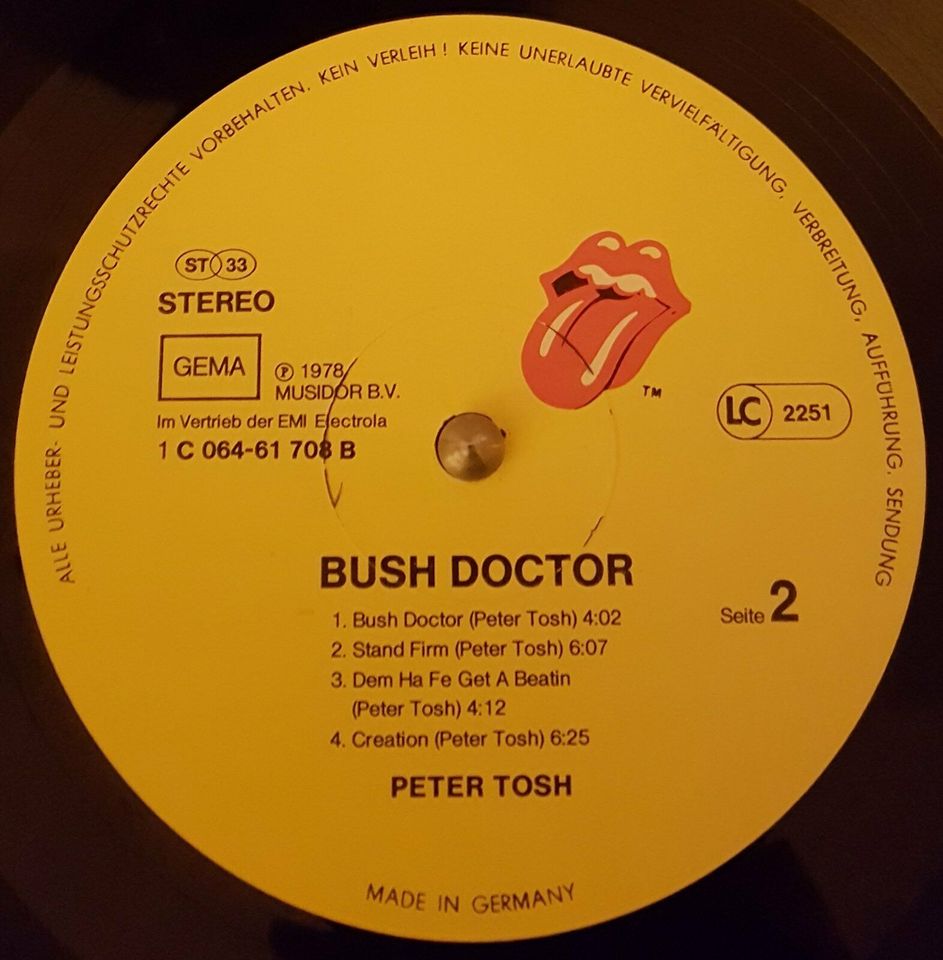 PETER TOSH – BUSH DOCTOR Vinyl LP Plattenauflösung in Hamburg