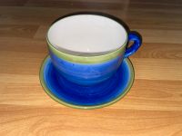 Große Milchkaffee Tasse mit Teller blau/grün wie Neu Hamburg-Nord - Hamburg Dulsberg Vorschau
