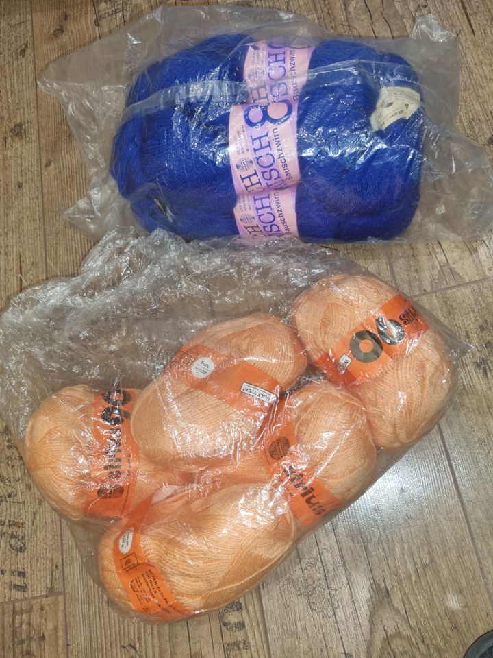 Wolle Blau Orange 1KG stricken basteln in Schleusingen