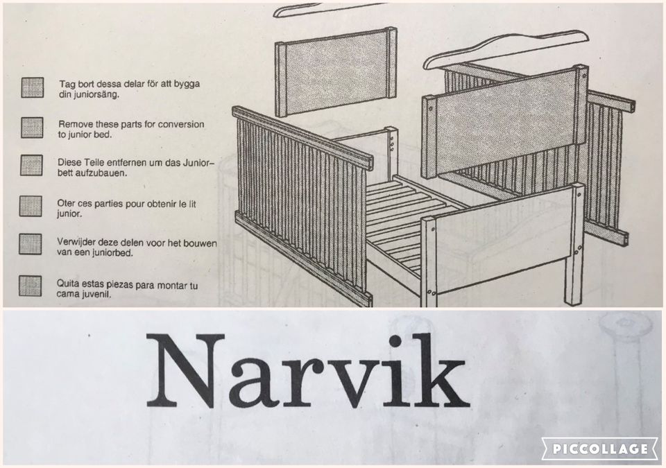 IKEA Narvik Vollholz Babybett Juniorbett höhenverstellbar 140x70 in Solingen