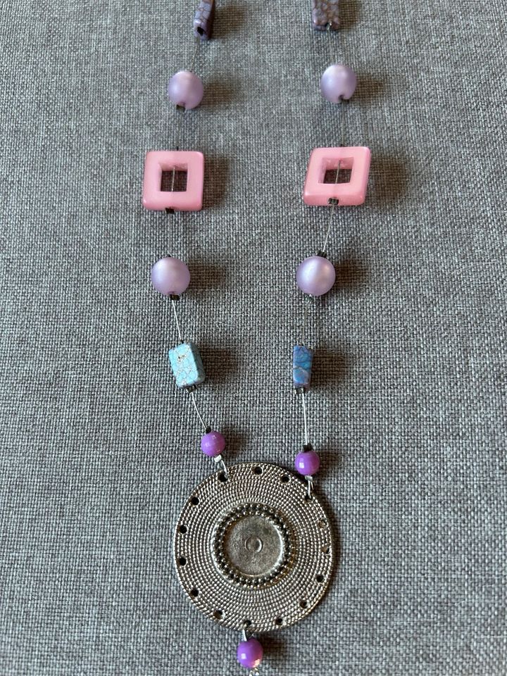 Mode Schmuck Kette mit Glasperlen Pink/Lila Länge 24,5 cm ❌Top❌ in Hankensbüttel