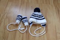 Set Wintermütze u Fäustlinge/Babyhandschuhe, blau weiß, Wolle, 62 Schleswig-Holstein - Reinbek Vorschau