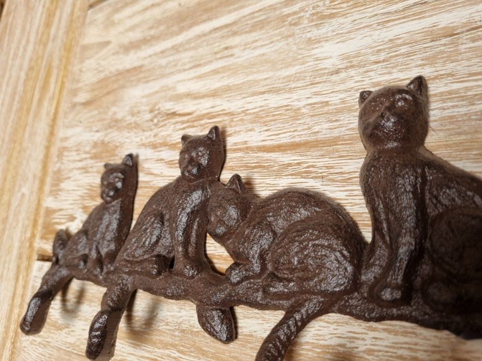 Hakenleiste Katzen Gusseisen Vintage Landhaus Schlüsselhaken in Halle