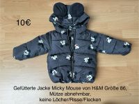 Jacke gefüttert Micky Mouse Größe 86 Baden-Württemberg - Meckenbeuren Vorschau