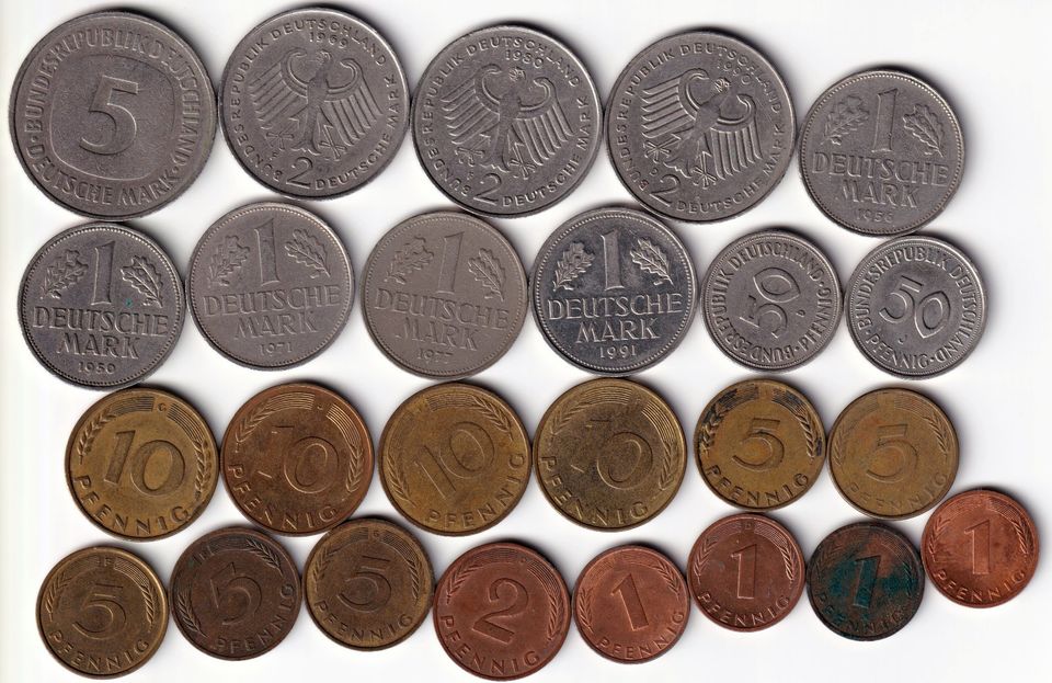 25 alte DM Münzen (1950 - 1995) in Lauffen