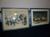 2 St.sign. Gemälde /Bilder  Aquarelle Fischerhaus, Haus am Wasser Niedersachsen - Stelle Vorschau