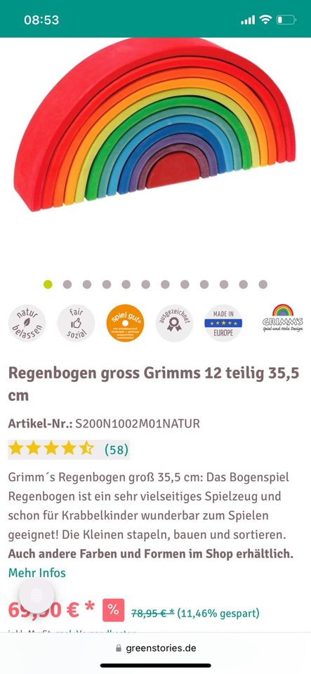 Grimms: Großer Regenbogen + Regenbogen-Auto (PlanToys) in Hamburg