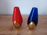 2 kleine Vasen DDR Vintage Glas+Metall Blau und Rot Sachsen-Anhalt - Sangerhausen Vorschau