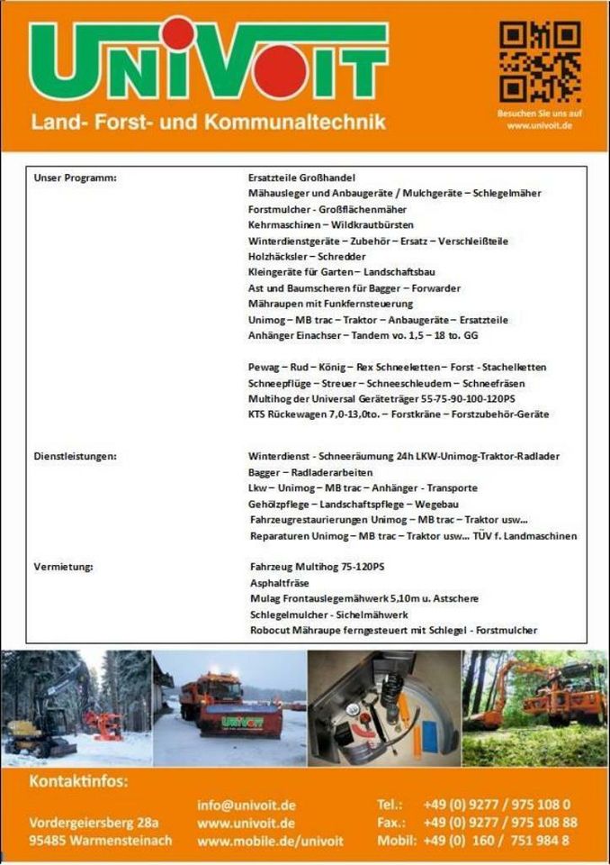 MB trac / Unimog / LKW / Land - Baumaschinen Reparaturen in Warmensteinach
