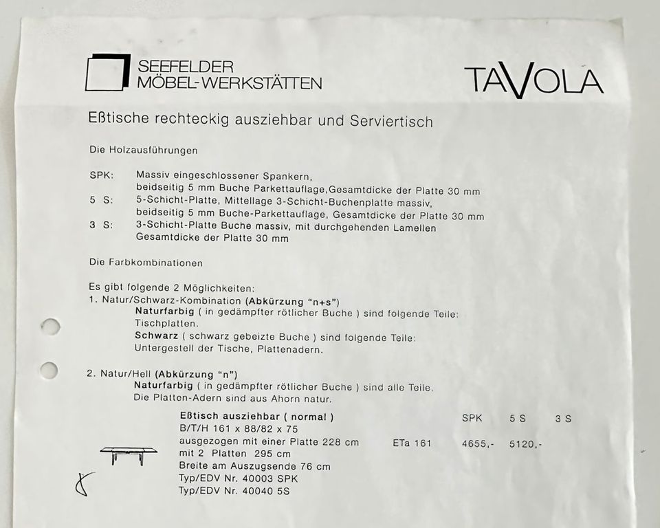 Esstisch Seefelder Möbelwerkstätten aus Buchenholz, hochwertig in Achim