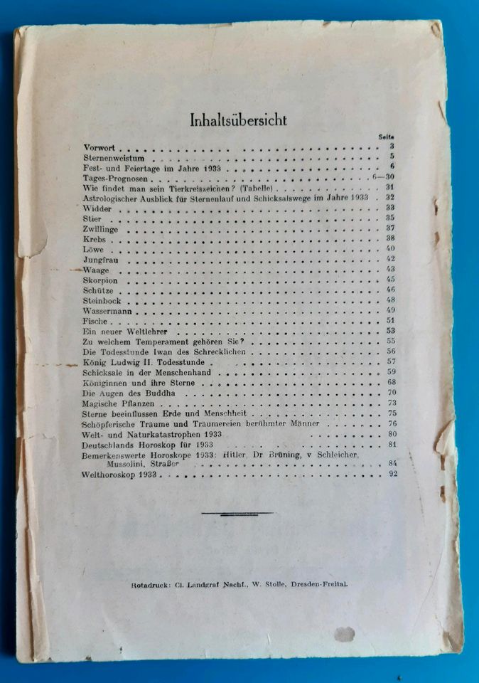 Astrologisches Jahrbuch/ Heft von 1932 in Berlin
