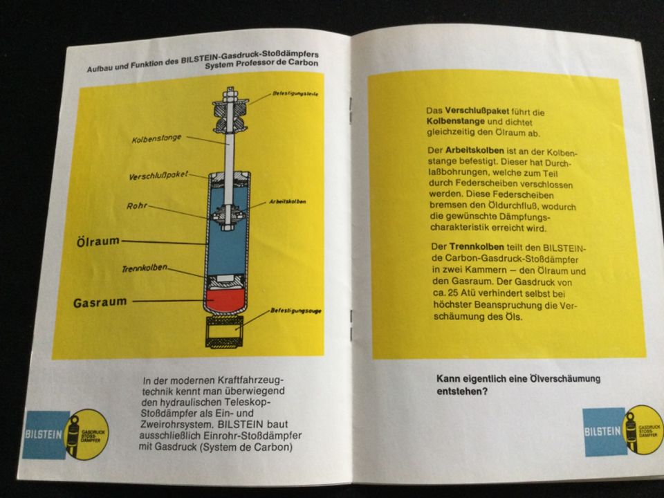 Alter Bilstein Gasdruck Stoßdämpfer Auto Prospekt Sechziger Jahre in Kiel