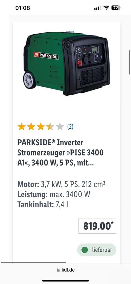 Inverter jetzt Kleinanzeigen Stromgenerator in Hessen Kleinanzeigen eBay ist | Parkside - Offenbach Stromerzeuger