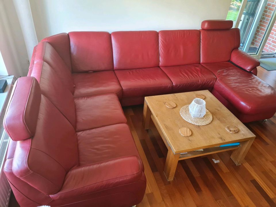Sofa - Ledersofa (Echtleder) - Rot U-Form (240x340x165) in Wiefelstede