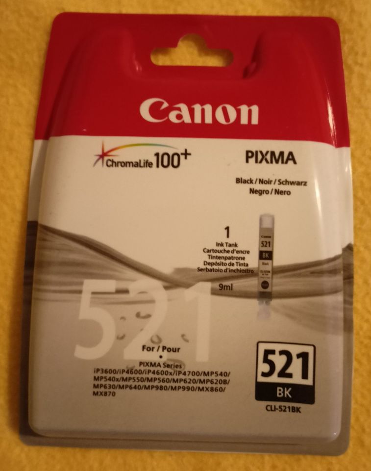 3x Canon Pixma Series 521 schwarz NEU OVP in Regen