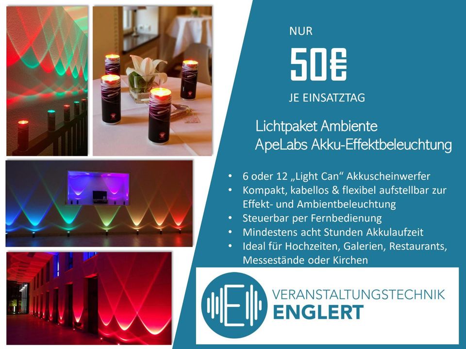 [Mieten] Lichtpaket Ambiente- Ape Labs LightCan Effektbeleuchtung in Heilbronn