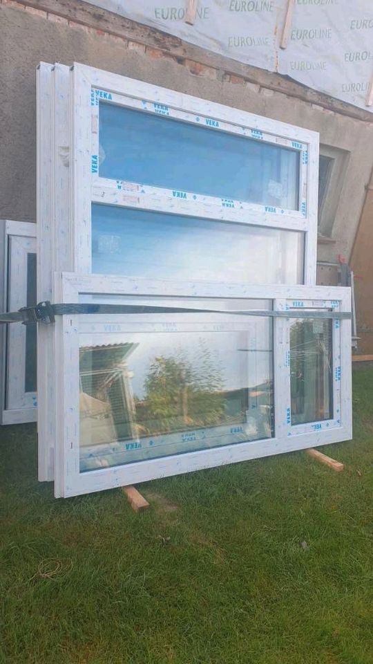 3 große weiße Kunststoff Fenster 3fach verglast (Wintergarten) in Putlitz